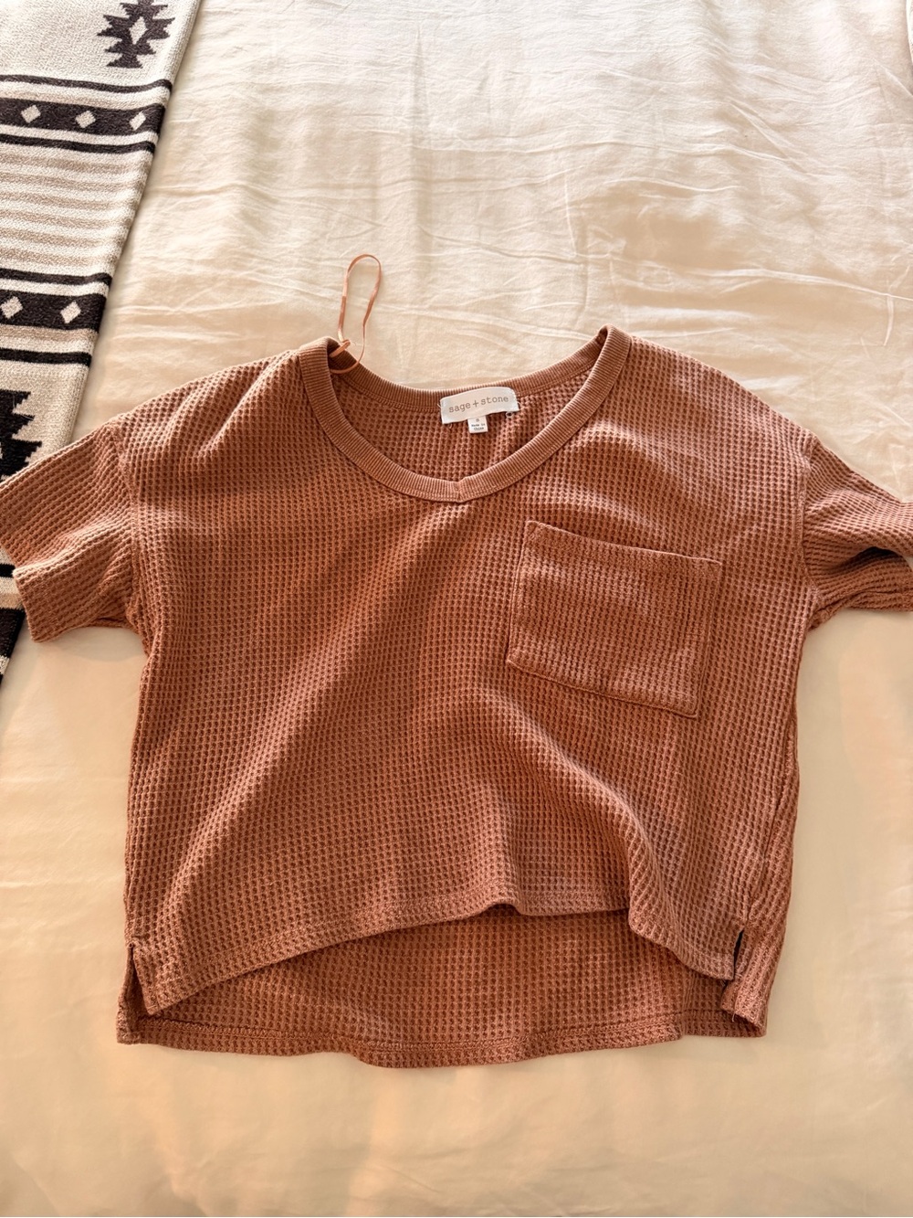 Amazon Short Sleeve Waffle Pocket Tee - Rust Brown